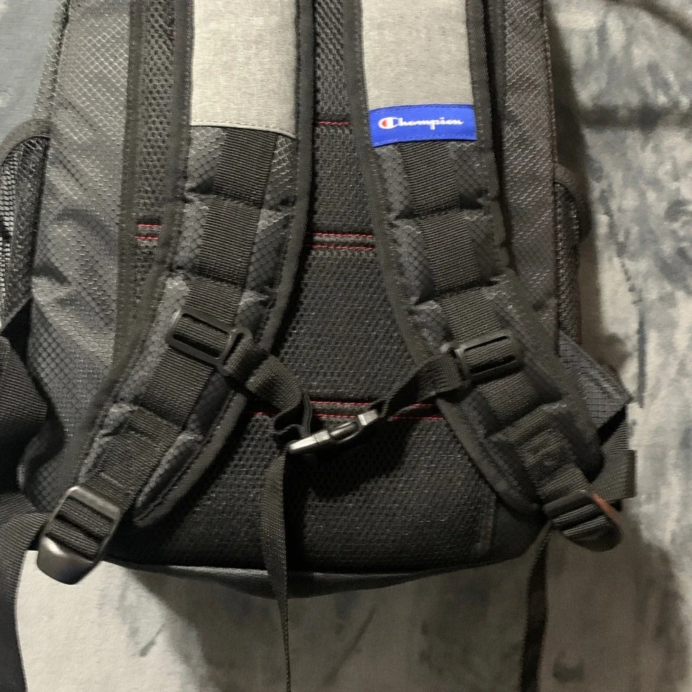 Champion Authentic Gray Black Ripstop Backpack School Travel Bag NWT